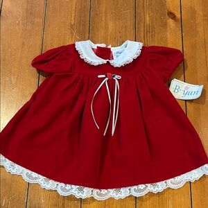 NWT Vintage Bryan Red White Lace Holiday Dress Size Infant Girls 6 Months